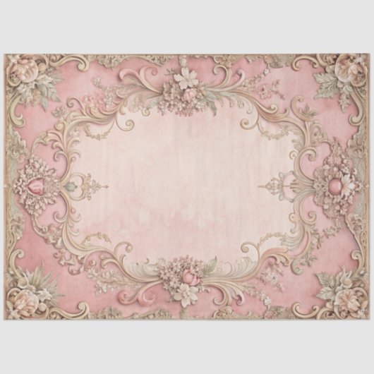 Pink Grunge Antique Frame Decoupage Tissuepapier (Voorkant)