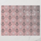 Pink Grunge Damask Folded Wedding Programme (Voorkant)