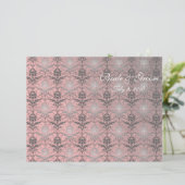 Pink Grunge Damask Folded Wedding Programme (Staand voorkant)