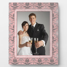 Pink Grunge Damask Wedding Plaque Fotoplaat