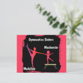 Pink Grunge Gymnastics Sisters Name Art Postcard Briefkaart (Staand voorkant)