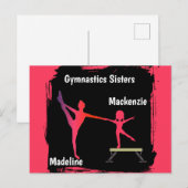 Pink Grunge Gymnastics Sisters Name Art Postcard Briefkaart (Voorkant / Achterkant)