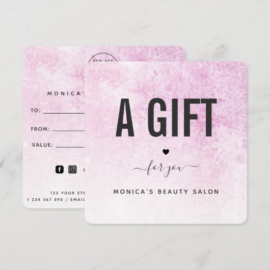 Pink Grunge Modern Trendy Beauty Salon Makeup Hair (Voorkant / Achterkant)