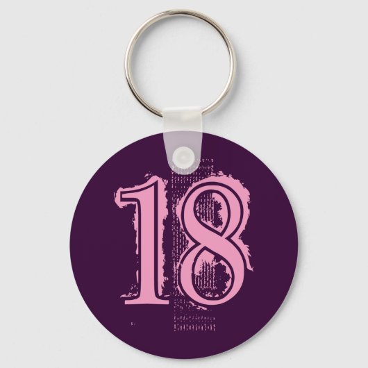PINK GRUNGE NUMBER 18 SLEUTELHANGER (Voorkant)