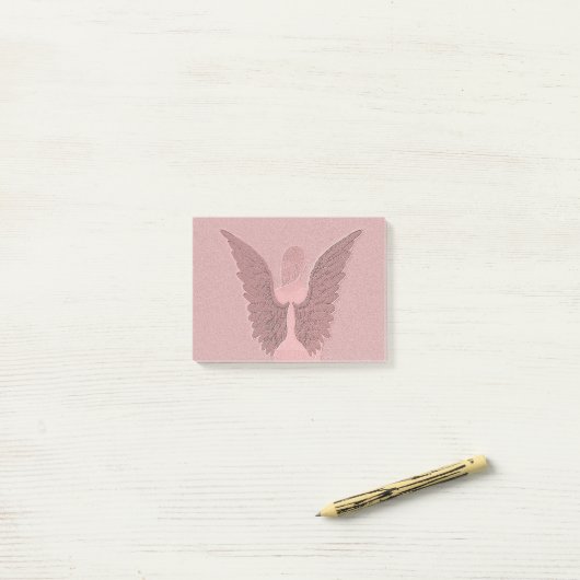Pink Guardian Angel Post-it® Notes (Op bureau)