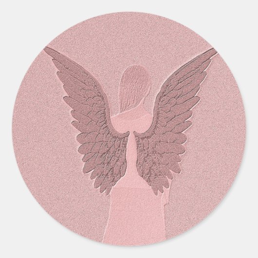 Pink Guardian Angel Ronde Sticker (Voorkant)