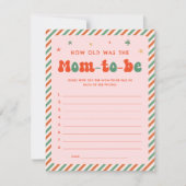 Pink Guess Mom Age Kerst Baby shower Game Kaart (Voorkant)