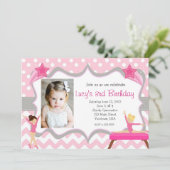 Pink Gymnastics Party Birthday Invitation Kaart (Staand voorkant)