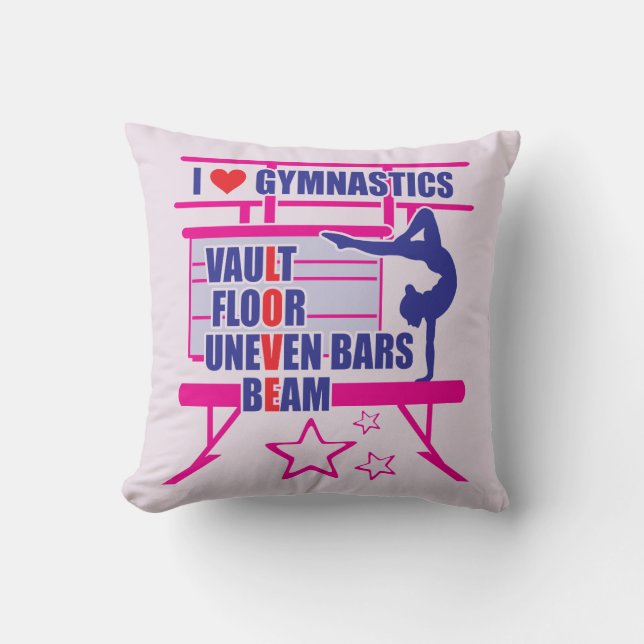 Pink Gymnast's - I Love Gymnastics Kussen (Voorkant)