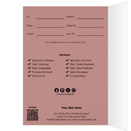 Pink Haarstylist Happy Birthday Cadeaubon (Binnen (Links))