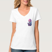 Pink Hair Gamer Girl Neon Art T-shirt (Voorkant)