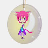 Pink Haire Neko Anime Girl, Ornament (Links)