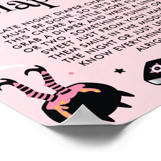 Pink Halloween Baby Shower Late Night Diapers Poster (Hoek)