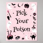 Pink Halloween Baby Shower Pick Your Poison Poster (Voorkant)
