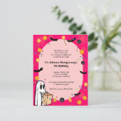 Pink Halloween Birthday Costume Party Invitation Kaart (Staand voorkant)