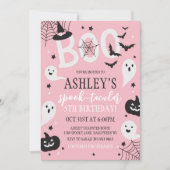 Pink Halloween Birthday Invitation Kaart (Voorkant)