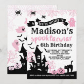 Pink Halloween Birthday Kaart (Voorkant / Achterkant)