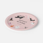 Pink Halloween Birthday Party Papieren Bordje (Gekanteld)