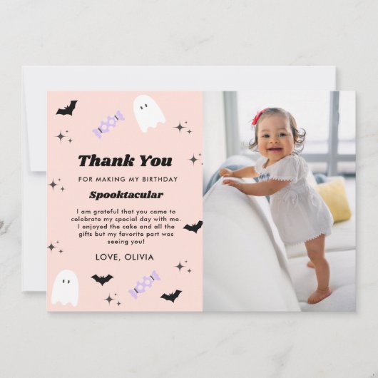 Pink Halloween Birthday Spooktacular Bedankkaart (Voorkant)