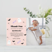 Pink Halloween Birthday Spooktacular Bedankkaart (Staand voorkant)