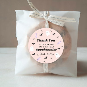 Pink Halloween Birthday Spooktacular Dank u Ronde Sticker