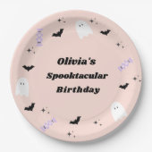 Pink Halloween Birthday Spooktacular Papieren Bordje (Voorkant)