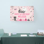 Pink Halloween Boo Ghost Happy Birthday Banner (Beurs)