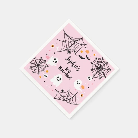 Pink Halloween Cute Ghost Boo-Day Party Servet (Hoek)