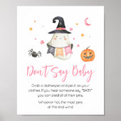 Pink Halloween Ghost Little Boo Zeg geen Baby Poster (Voorkant)