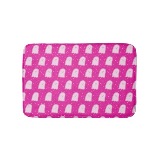 Pink Halloween Ghosts and Polka Dots  Badmat (Voorkant)