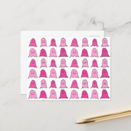 Pink Halloween Ghosts Briefkaart