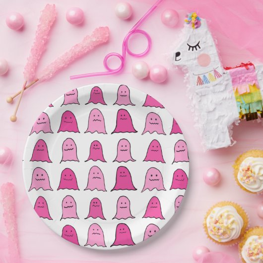 Pink Halloween Ghosts Papieren Bordje (Feest)
