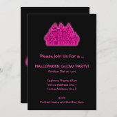 Pink Halloween Glow Party Kaart (Voorkant / Achterkant)