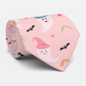 Pink Halloween Necktie Fun Halloween Stropdas (Opgerold)