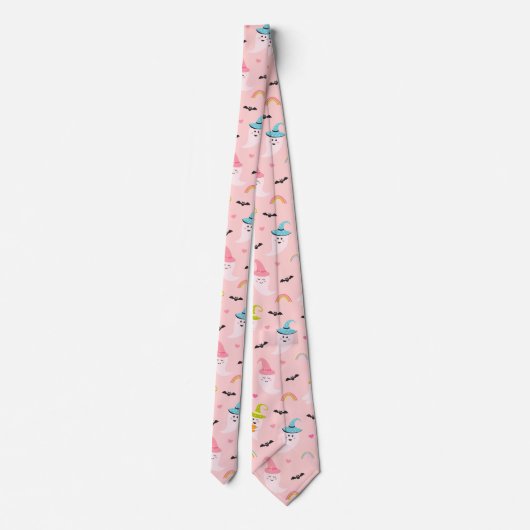 Pink Halloween Necktie Fun Halloween Stropdas (Achterkant)