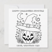 Pink Halloween Pumpkin & Coloring Page Personalize Kaart (Achterkant)