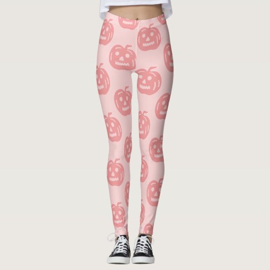 Pink Halloween Pumpkin Pattern Costume Girls Leggings (Voorkant)