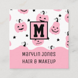 PINK HALLOWEEN PUMPKIN VIERKANTE VISITEKAARTJE