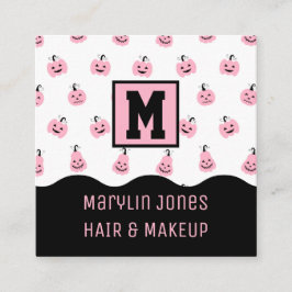 PINK HALLOWEEN PUMPKIN VIERKANTE VISITEKAARTJE