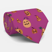 Pink Halloween Pumpkins Pattern Stropdas (Opgerold)