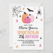 Pink Halloween Spooktacular Girl Birthday Kaart (Voorkant)
