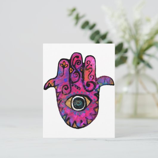 **PINK HAMSA** BRIEFKAART (Staand voorkant)