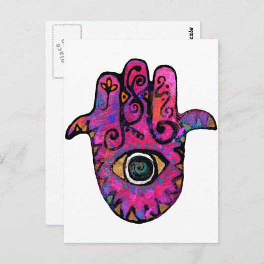 **PINK HAMSA** BRIEFKAART (Voorkant / Achterkant)