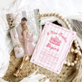 Pink Hand Drawn A New Chapter Begins Baby Shower Kaart