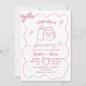 Pink Hand Drawn Baby is het brouwen van Baby showe Kaart (Voorkant)