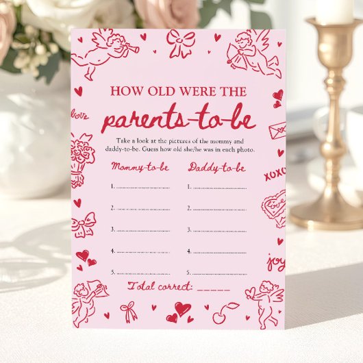 Pink Hand Drawn Baby Shower How Old Were They Kaart