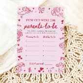 Pink Hand Drawn Baby Shower How Old Were They Kaart