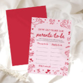 Pink Hand Drawn Baby Shower How Old Were They Kaart