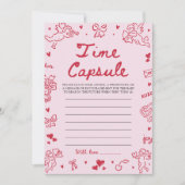 Pink Hand Drawn Baby Shower Time Capsule Game Kaart (Voorkant)