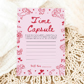 Pink Hand Drawn Baby Shower Time Capsule Game Kaart